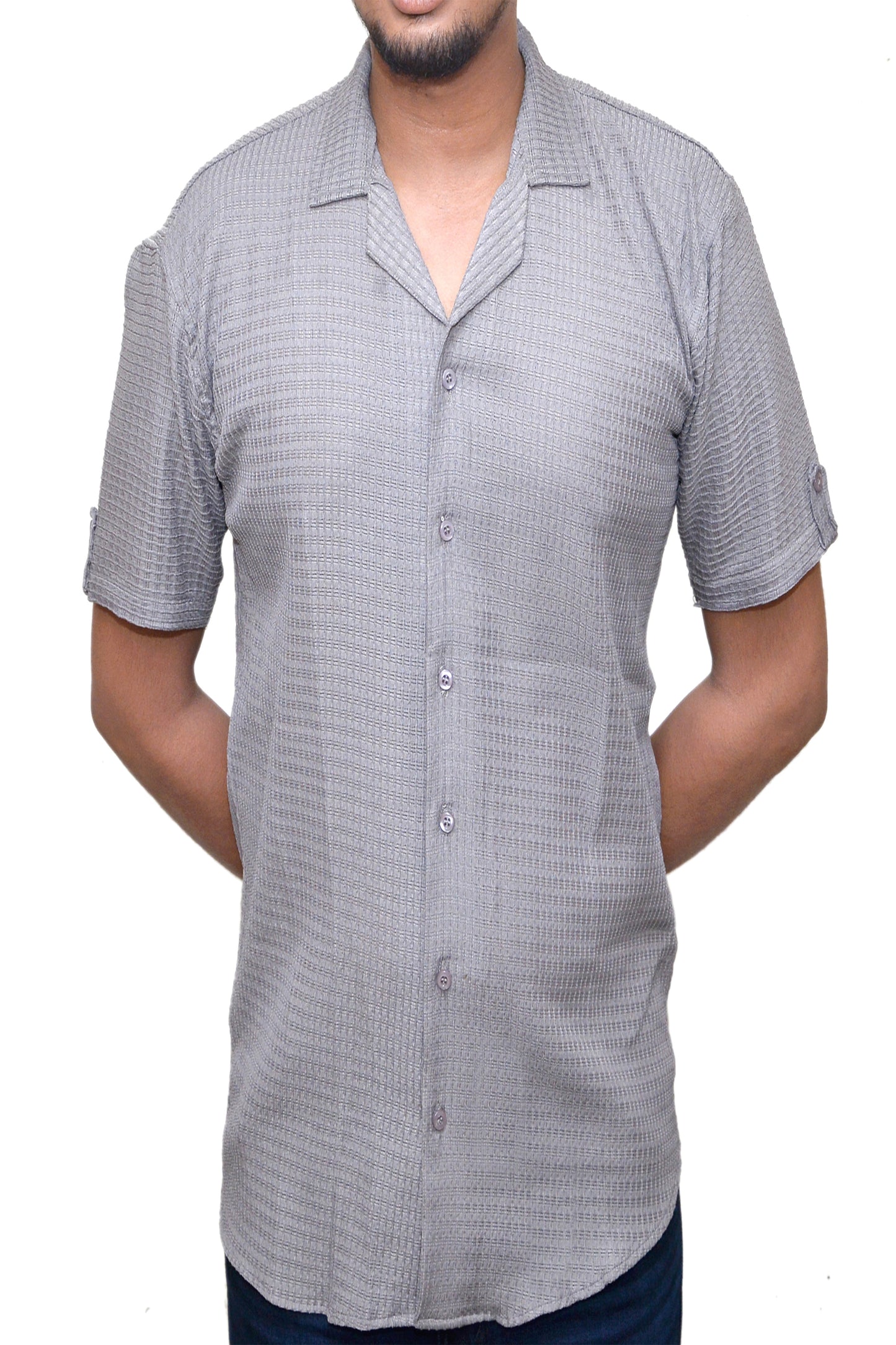 Cozy Grey Textured Shirt – Made for the Journey