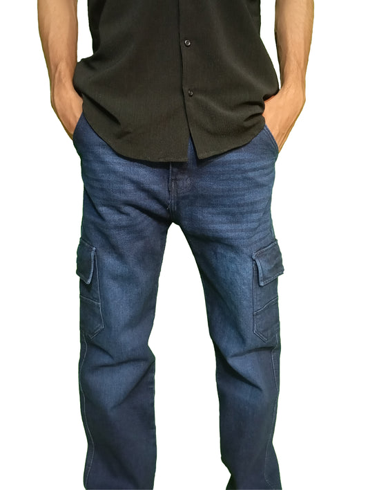Navy Blue 6-Pocket Baggy Jeans