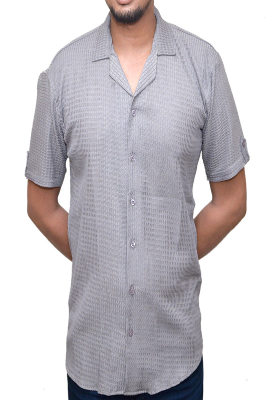Cozy Grey Textured Shirt – Made for the Journey