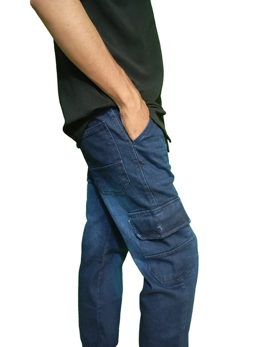Navy Blue 6-Pocket Baggy Jeans