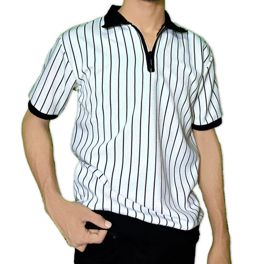 The Oxford Zip Polo – Timeless Stripes
